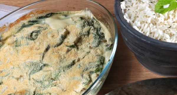 Receita Monsieur Cuisine - Béchamel de Paloco e Espinafres com Arroz Solto de Hortelã | Cooking Classes