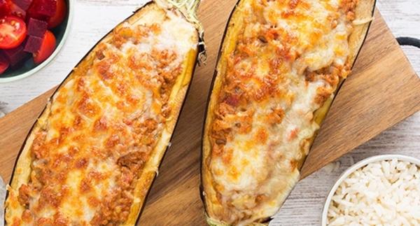 Receita Saudável - Beringela recheada com carne picada (pós-treino)