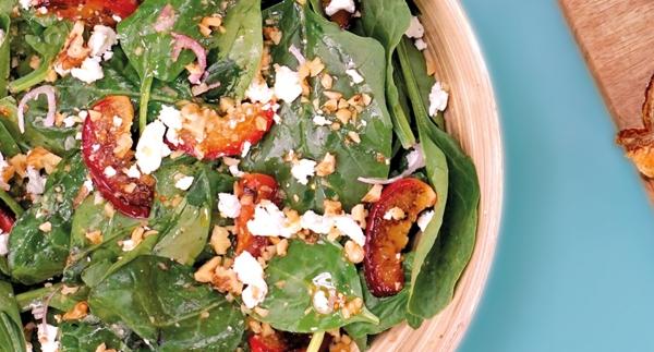 Especial Acompanhamentos de Churrasco: Salada de Espinafres, Nectarina e Feta | Especial Carne