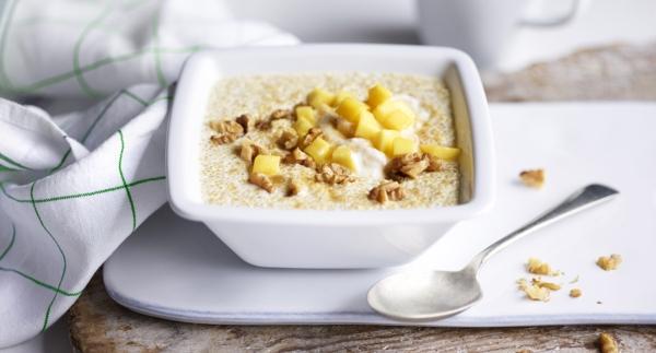 Receita Vegetarina - Creme de Quinoa com Banana e Manga