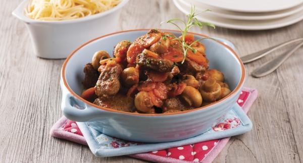 Receita Monsieur Cuisine - Novilho Estufado com Cogumelos