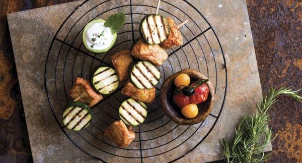 Espetadas de frango com curgete