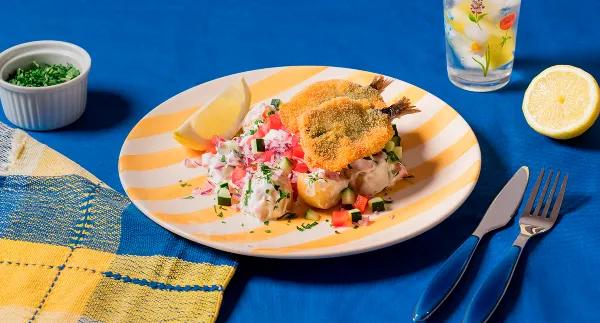 Sardinhas Panadas com Salada de Batata Nova